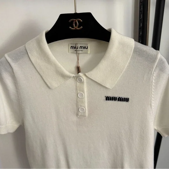 MIU MIU knitted short-sleeved polo top - Picture 6 of 6